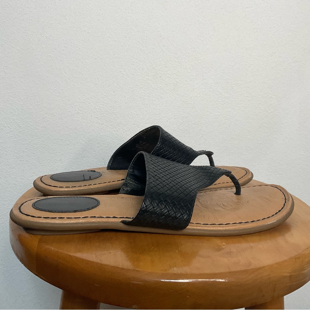Dr. Scholl's Black Woven Strap Flip Flop Thong Sandal Size 11M Summer Spring